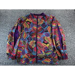 Vintage 80s 90s Lavon‎ Abstract All Over Print Windbreaker Jacket XL
